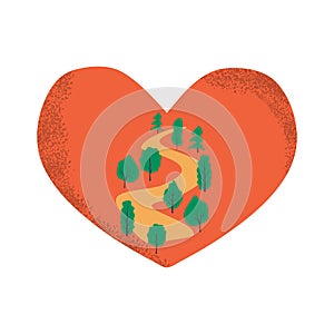 Heart and road illustration