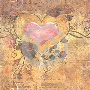 Heart and Rose Vintage Paper