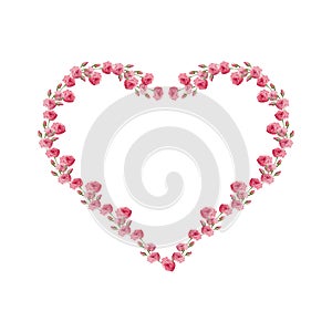 Heart of roses, buds - vector pattern