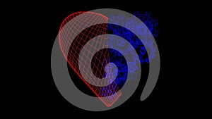 Heart with rotating metal gears loop