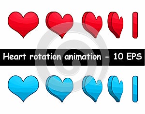 Heart rotation animation vector illustration