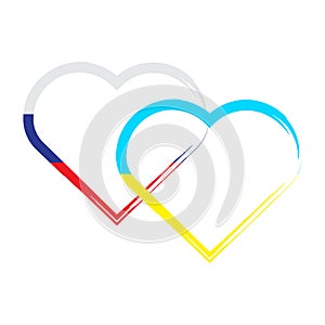Heart russia ukraine. Ukrainian people. Help ukraine. Russia- ukraine war concept. Vector illustration. stock image.