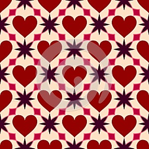 Heart seamless geometric pattern. Valentines Day love background.