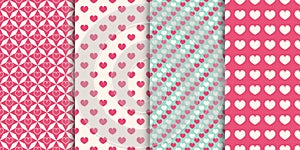 Heart seamless pattern background. Set of different patterns for wrapper, holiday prints, wallpaper, scrapbook, wedding