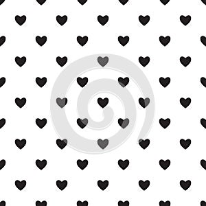 Heart seamless pattern, endless texture. Black hearts on white background,