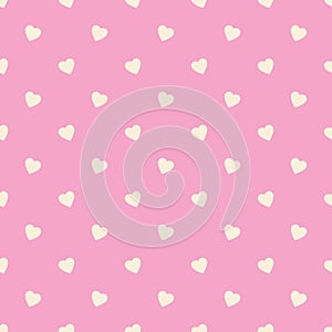 Heart seamless pattern, endless texture. Yellow hearts on pink background. Valentine\'s Day Pattern.