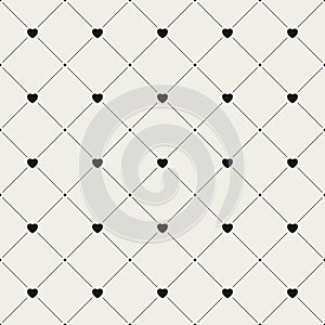 Heart seamless pattern. Repeating hearts background. Modern gray texture. Repeated small symbol love design prints. Contemporary