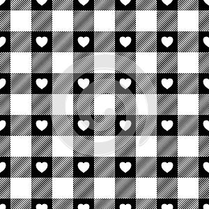 Heart seamless pattern. Repeating plaid hearth. Check tartan design prints. Repeated scottish flannel. Madras fabric. Neutral wool photo