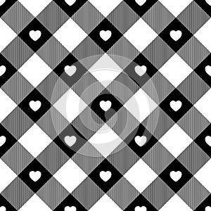 Heart seamless pattern. Repeating plaid tartan pastel color. Check design prints. Repeated scottish flannel. Madras fabric photo