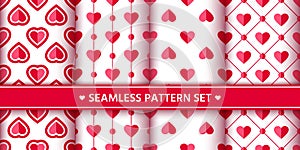 Heart seamless pattern set love valentine romantic