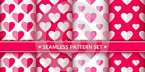 Heart seamless pattern set love valentine romantic