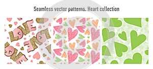 Heart seamless pattern. Vector love illustration. Valentine`s Day, Mother`s Day, wedding, scrapbook, gift wrapping paper, textil