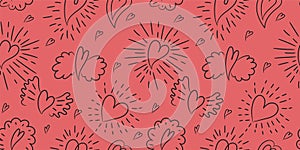 Heart seamless pattern. Vector love illustration. Valentine`s Day, Mother`s Day. Wedding, scrapbook, gift wrapping paper, textil
