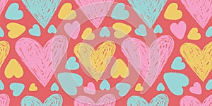 Heart seamless pattern. Vector love illustration. Valentine`s Day, Mother`s Day. Wedding, scrapbook, gift wrapping paper, textil