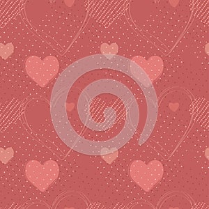 Heart seamless pattern. Vector love illustration. Valentine`s Day, Mother`s Day, wedding, scrapbook, gift wrapping paper, textil