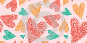 Heart seamless pattern. Vector love illustration. Valentine`s Day, Mother`s Day. Wedding, scrapbook, gift wrapping paper, textil