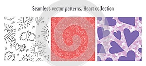 Heart seamless pattern. Vector love illustration. Valentine`s Day, Mother`s Day, wedding, scrapbook, gift wrapping paper, textiles