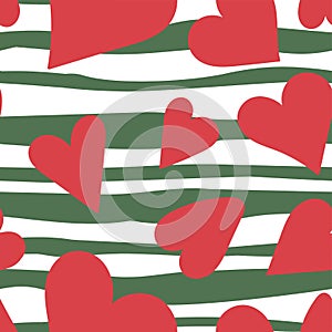 Heart seamless pattern. Vector love illustration. Valentine`s Day, wedding, scrapbook, gift wrapping paper, textiles. Doodle