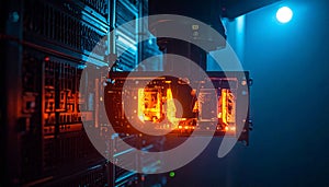 Advanced Supercomputer Processing Data in a Server Room