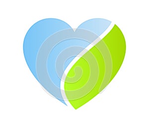 Heart with separate two color vector illustration.