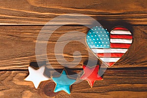 Heart shape american flag with patriotic ginfer stars for the 4th of July,