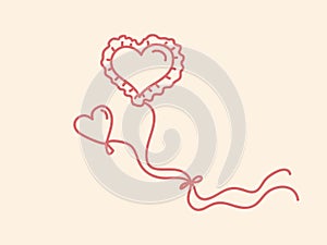 Heart shape balloons illustration. Valentine\'s Day concept. Love symbol. Ornate playing objects.