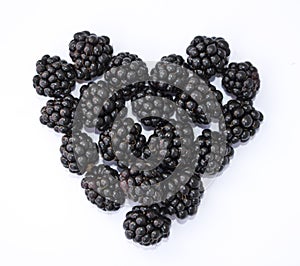 Heart Shape of Blackberries on White Background