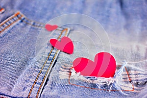 Heart shape with blue jeans.