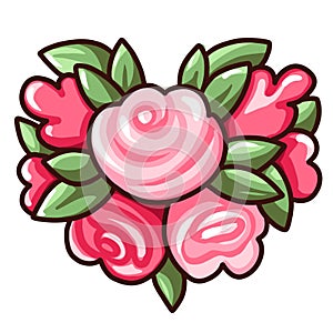 heart shape bouquet of pink rose
