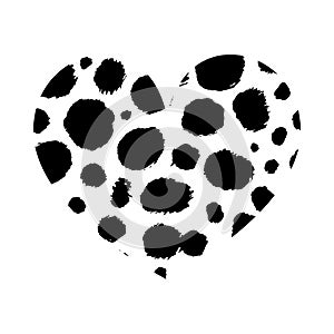 Heart shape with cheetah print texture. Abstract design element with wild animal leopard spots skin pattern. Vector