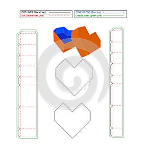Heart Shape Chocolate box heart gift box dieline template