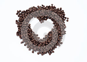 Heart shape of chocolate chips