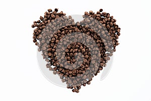 Heart shape of chocolate chips