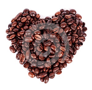 Heart shape coffee bean isolated