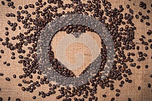 Heart shape coffee beans