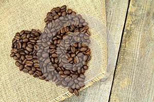 Heart shape with coffee beans. I love coffee.