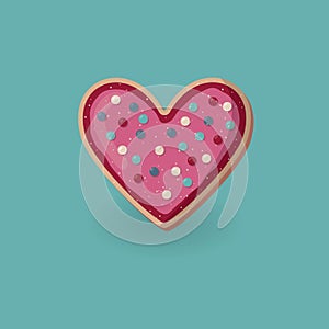 Heart shape cookie with decoration. Valentine day