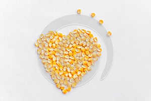Heart shape of corn seeds