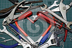 Heart shape created by several tools