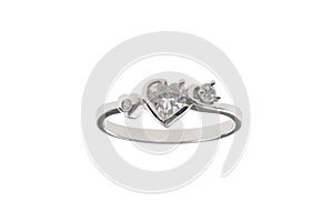 Heart shape diamond ring on isolate white background