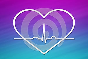 Heart shape with echocardiogram. Health or cardiology concept