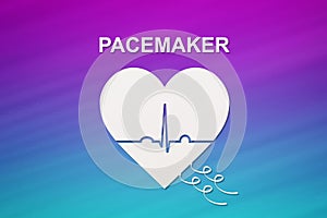 Heart shape with echocardiogram and PACEMAKER text. Cardiology concept