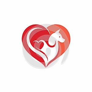 A heart shape enclosing a horse, representing love and connection between humans and animals, Abstract representation of a heart