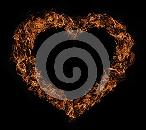 Heart shape fire flames