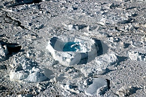 Heart shape floating ice near iceberg in ilulissat, Greenland, jakobshavn