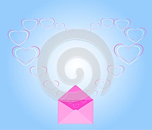 `Heart shape floating out of the envelope into a heart shape,Send love,Send nostalgia,love letter