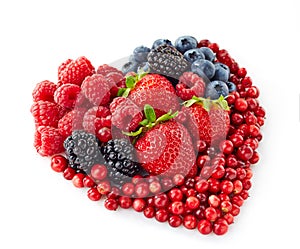 Heart shape of fresh berries