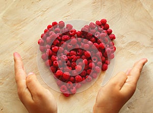 Heart Shape from Fresh Raspberry