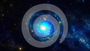 Heart shape galaxy space background. Love, ValentineÂ´s Day, Christmas and all celebrations concepts. photo