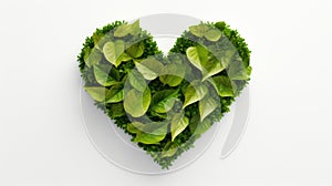 Heart shape in green leaves. Eco concept, nature and ecology protection